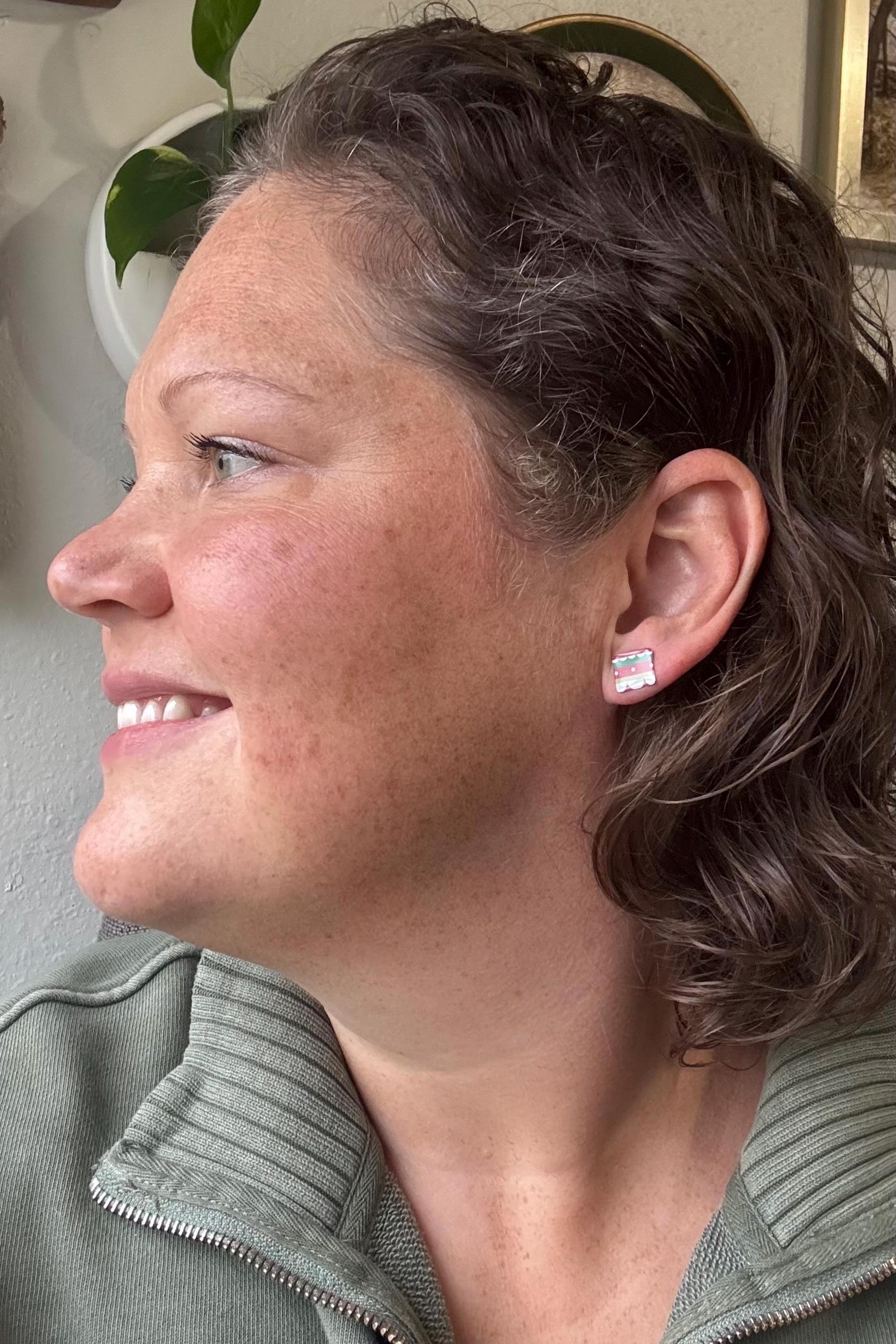 Vintage Recycled Tin Earrings, Stud Earrings