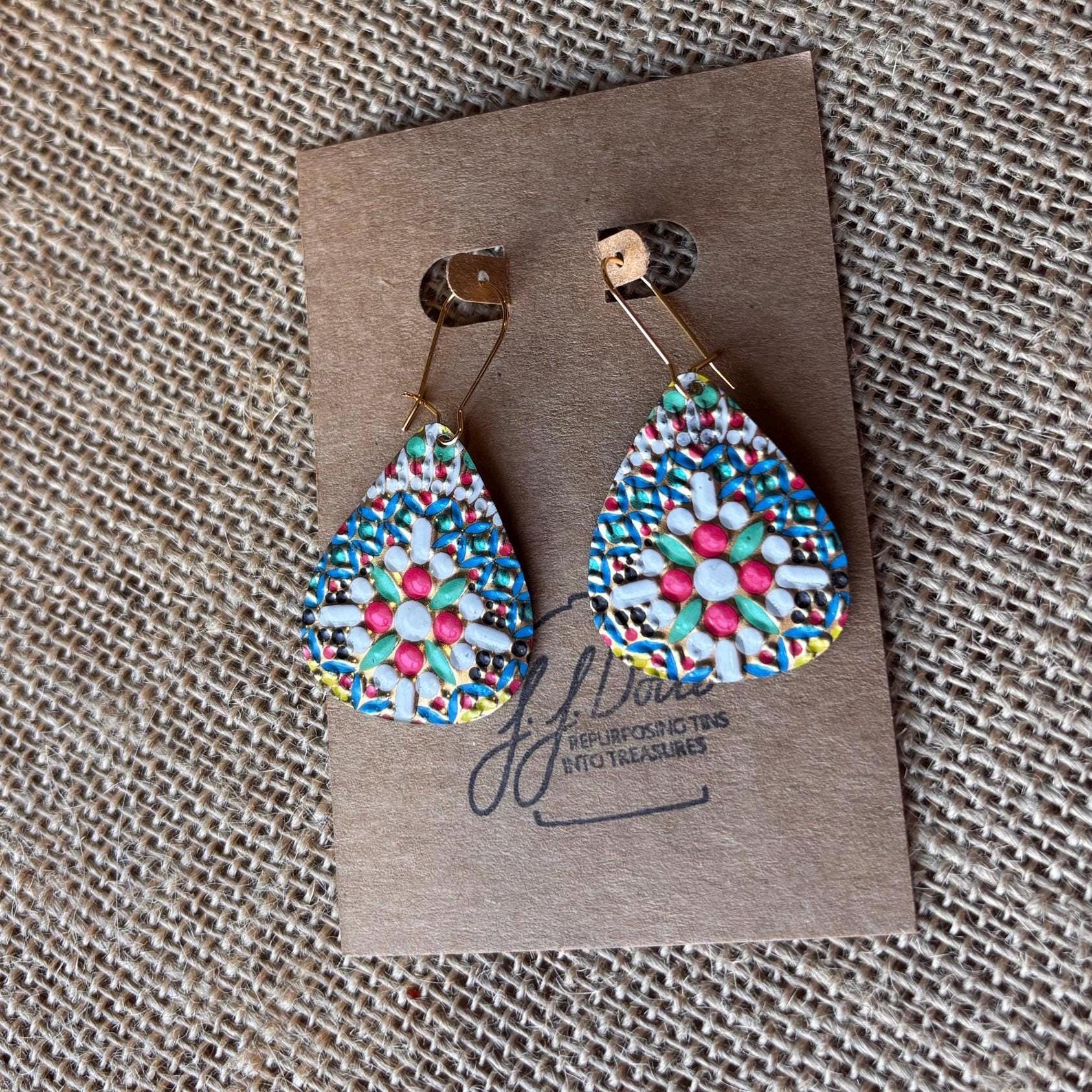 Eco-Friendly Earrings | Upcycled Vintage Tin Jewelry