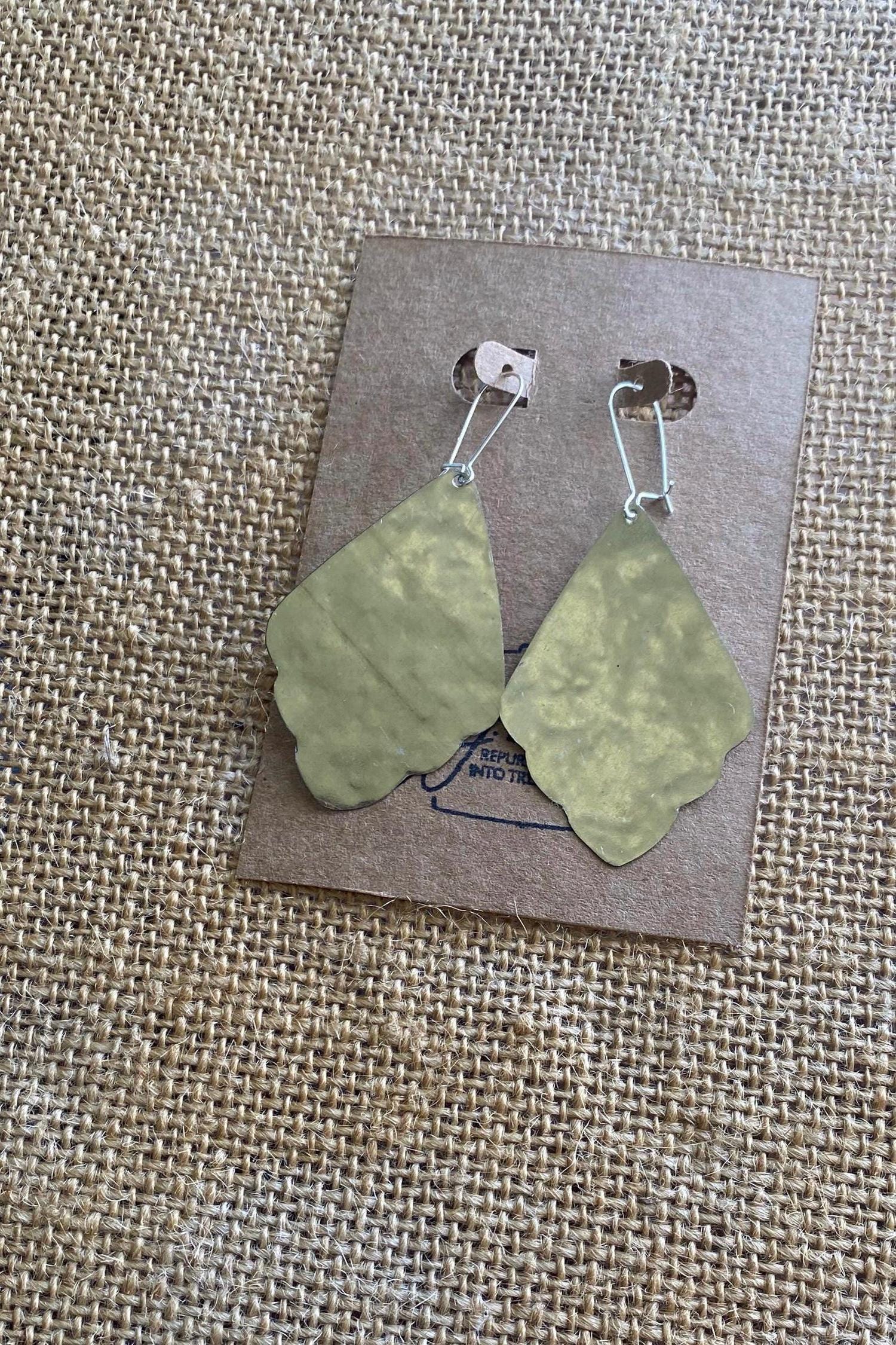 Eco-Friendly Earrings | Upcycled Vintage Tin Jewelry | Art Deco Statement Dangles | Mixed Metal Earrings