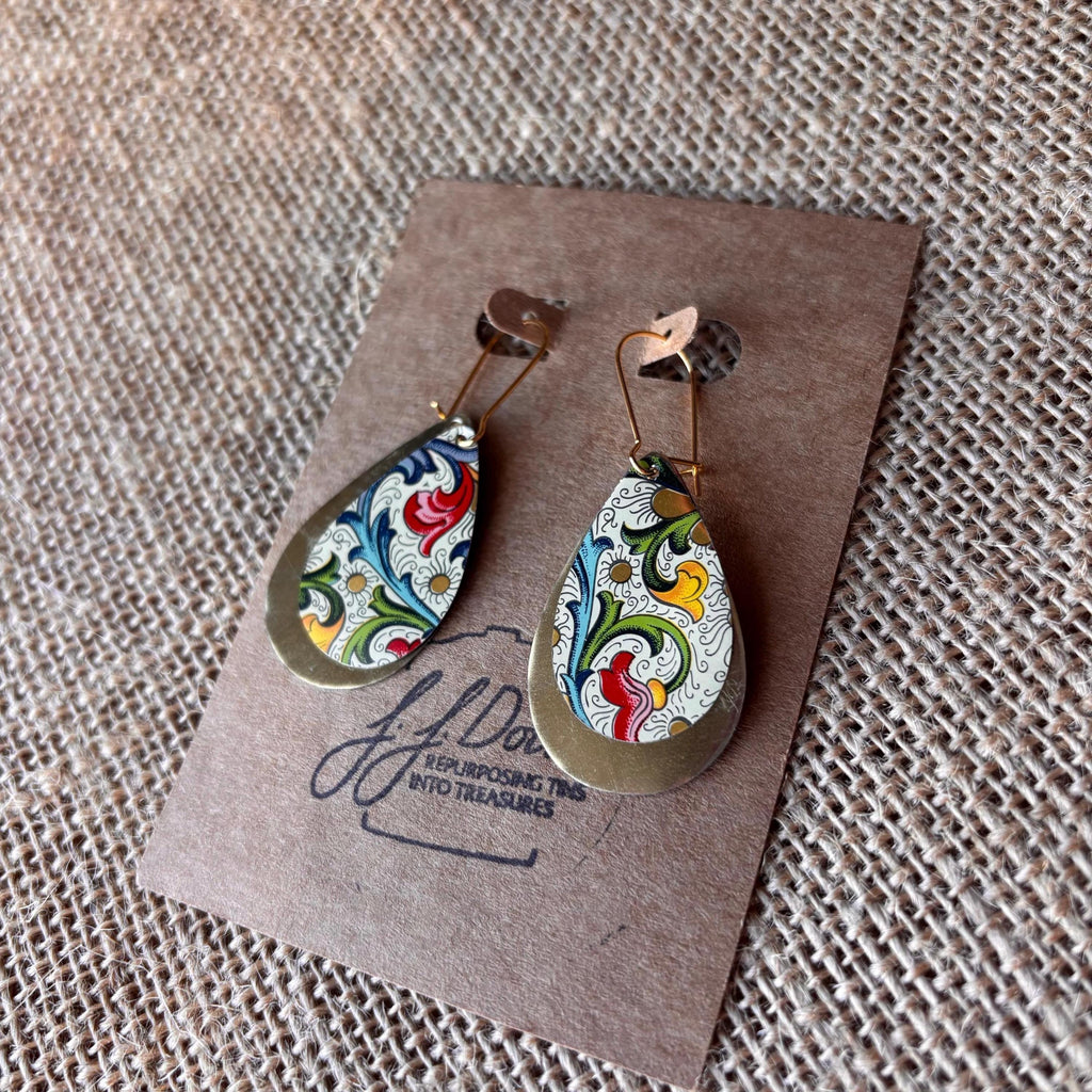Eco-Friendly Earrings | Upcycled Vintage Tin Jewelry