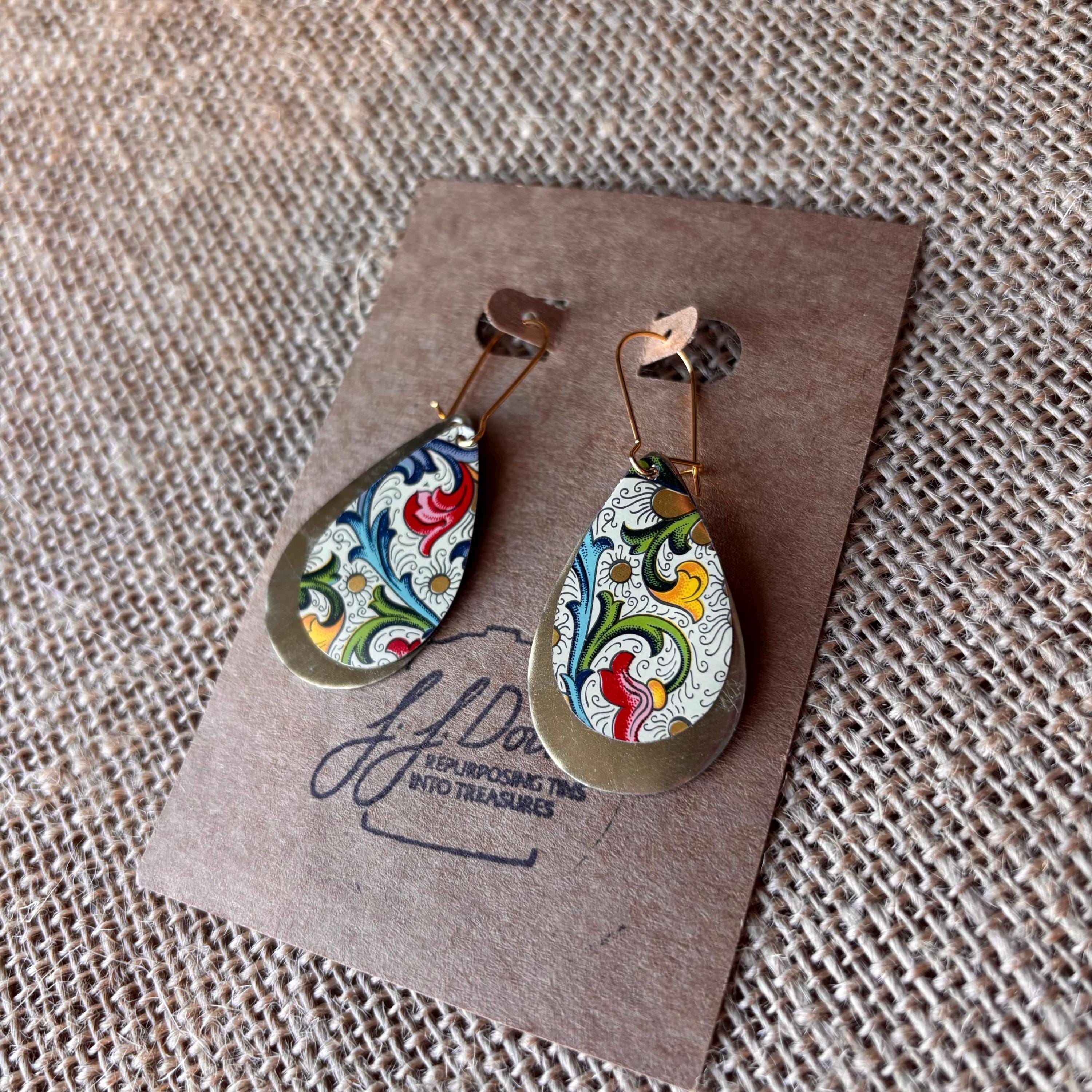 Eco-Friendly Earrings | Upcycled Vintage Tin Jewelry