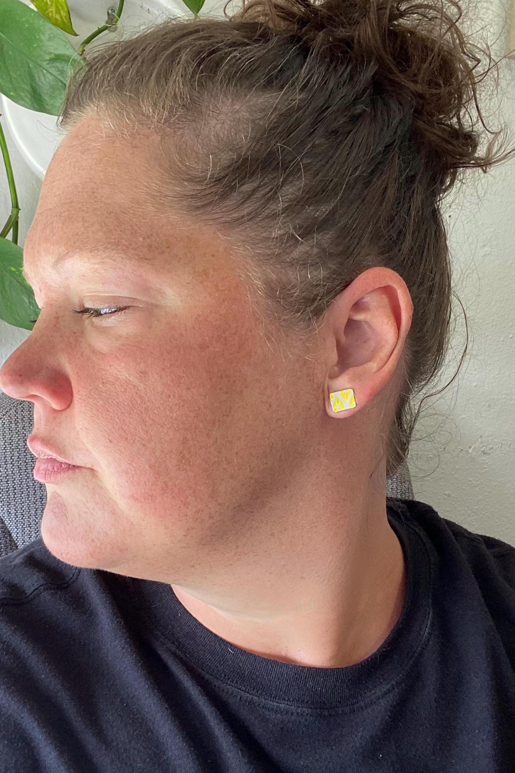 Vintage Recycled Tin Earrings, Stud Earrings